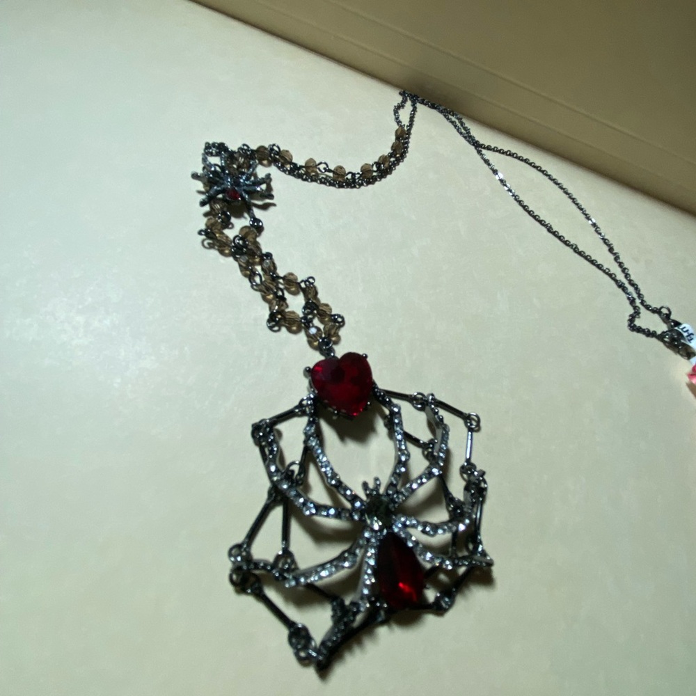 BETSY JOHNSON RED SPIDER LONG NECKLACE